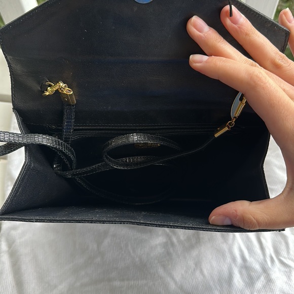 Authentic Black Siso Lizard Skin Skin Envelope Clutch bag. - Picture 5 of 6